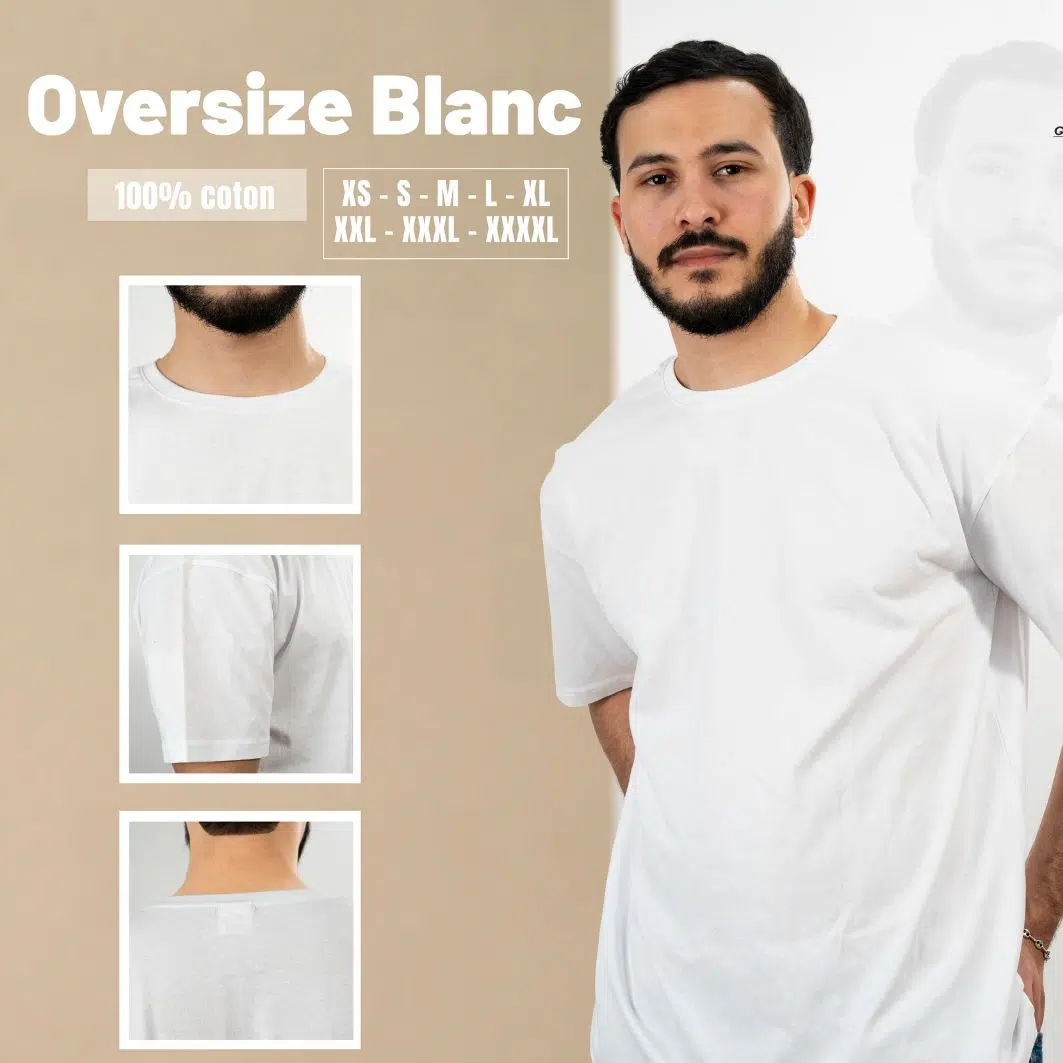 Over size T shift Blanc/Noir