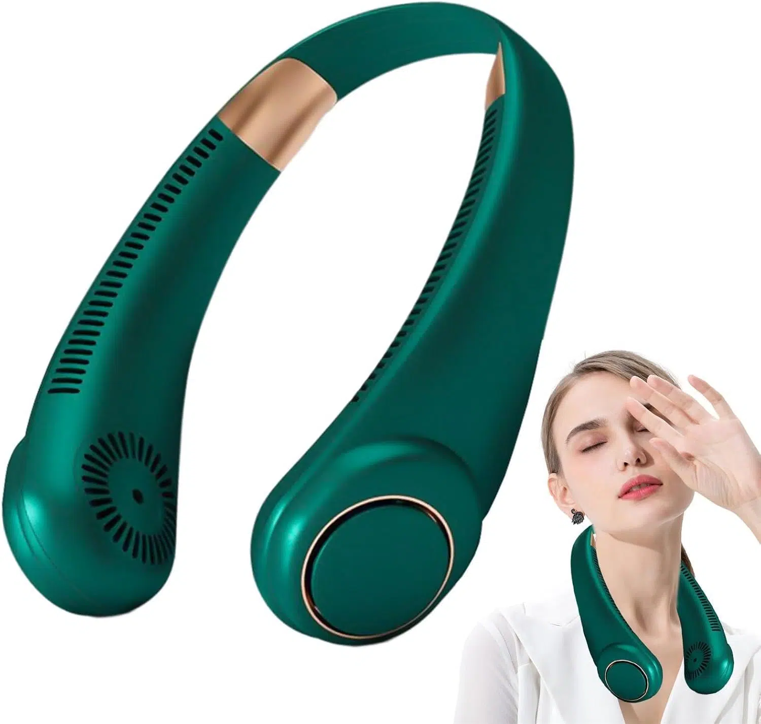 Ventilateur de cou personnel, ventilateur portable rechargeable à degrés, ventilateur sans pales USB, silencieux à 3 vitesses réglables, souffleur facial