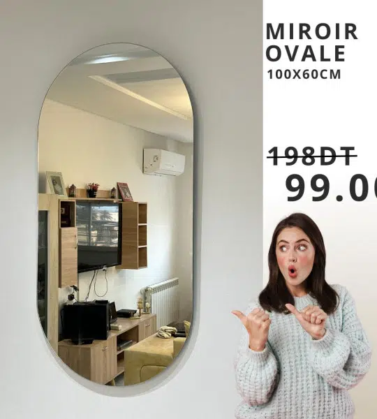 Miroir Ovale Sans Cadre 100/60cm